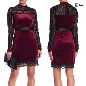 Romeo & Juliet Couture Burgundy and Black Lace Dress